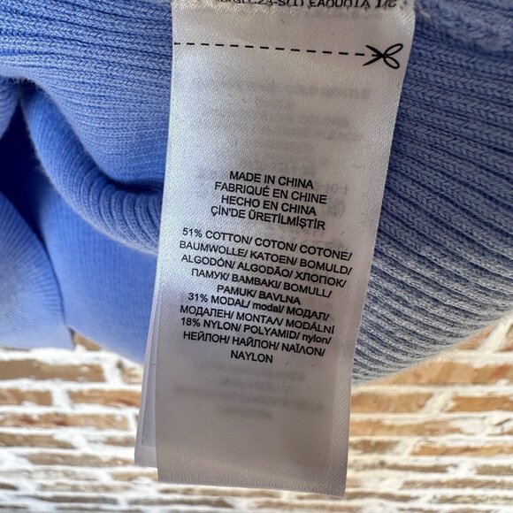 NWT Lauren Ralph Lauren Sweater Sz L Light Blue Ribbed Knit Gold Tone Button - Picture 7 of 12